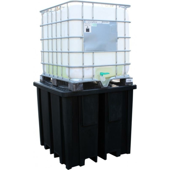Tároló tálca 1 db IBC tartályhoz levehető ráccsal újrahasznosított - 4 oldalról targoncázható 1100 liter